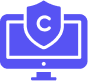 Icon of a computer monitor with a shield in front, featuring a copyright symbol. The color scheme is purple, suggesting themes of digital security and copyright protection.